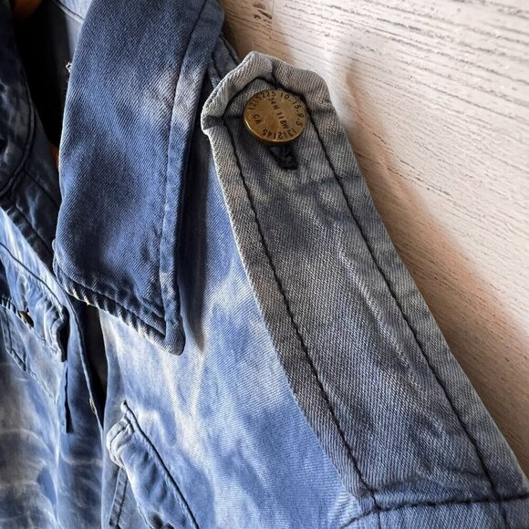 Current Elliott Shacket Womens SZ 2/M Blue & White Tie Dye Button Down Chambray - Picture 11 of 16